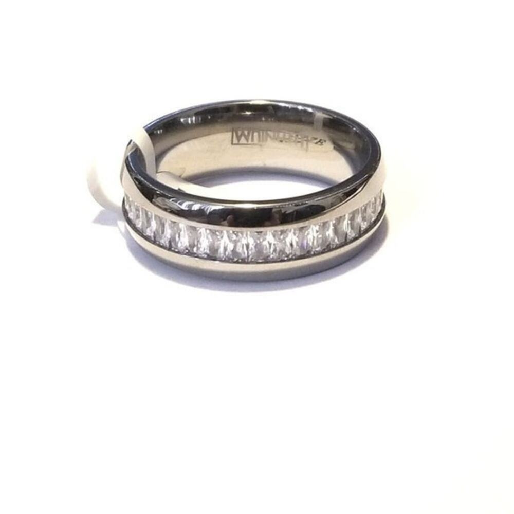 New‎ Cubic Zirconia stone titanium women’s hypoallergenic band size 6